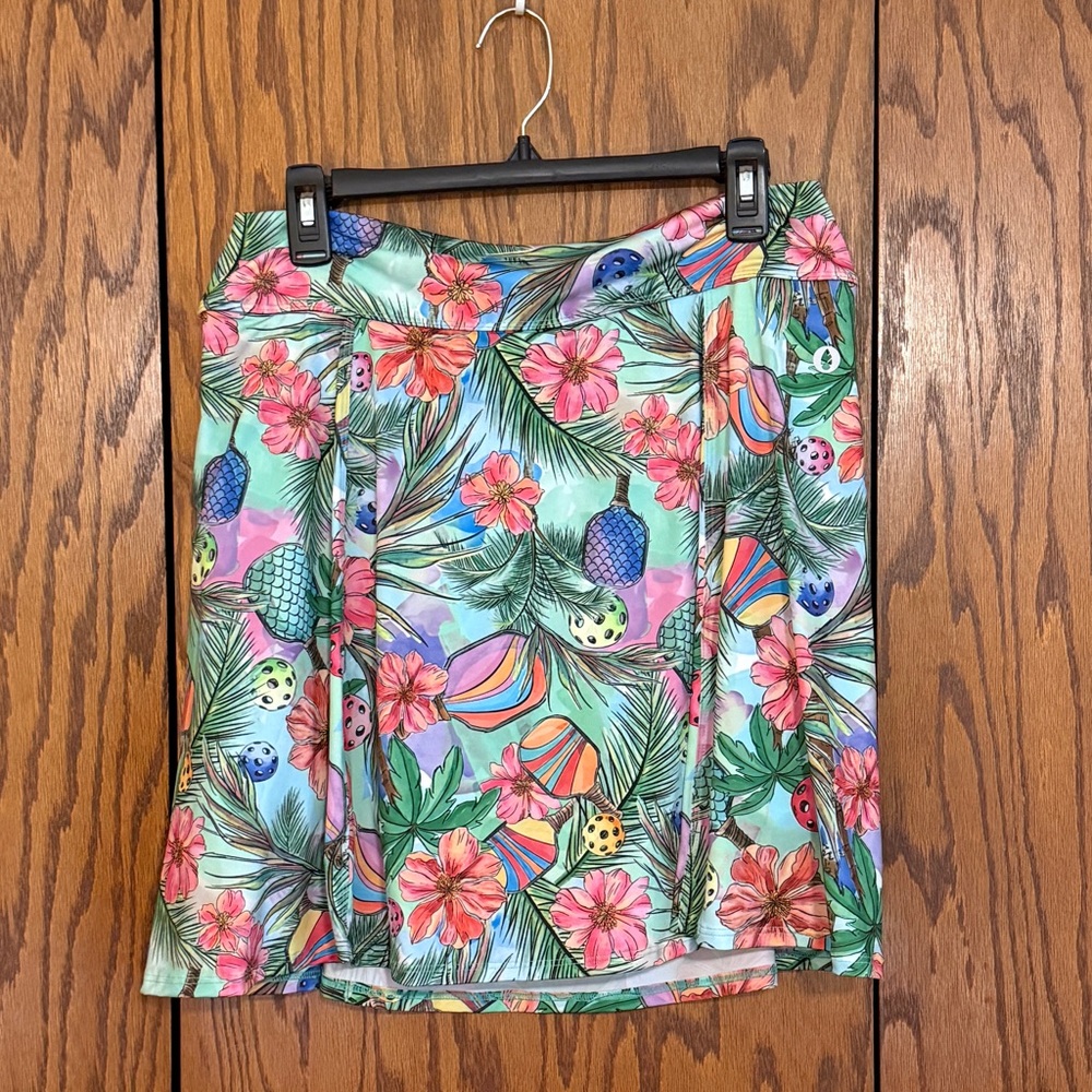 Dona Jo Tropical Print Athletic Skort XL Built In Shorts Pickleball Golf - Picture 6 of 7